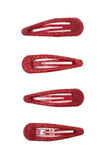 Red Glitter Snap Clips - Set of 4