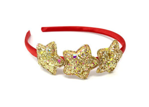 Red and Gold Glitter Star Headband