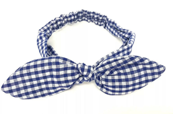 Ladies Gingham Headband Royal Blue