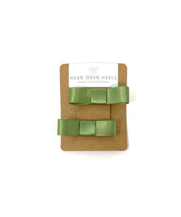 Sage Green Bow Hair Clip Set