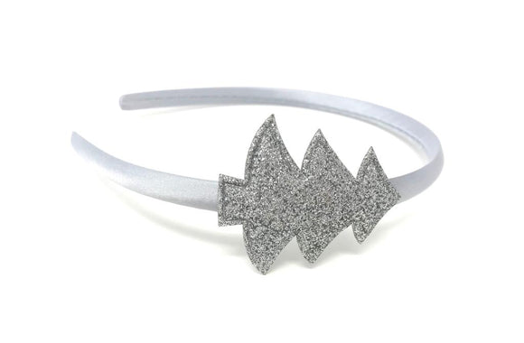 Silver Glitter Christmas Tree Headband