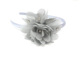 Silver Diamanté Chiffon Flower Headband