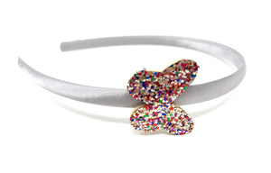 Silver Multi-Colour Glitter Butterfly Headband