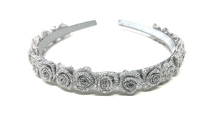 Silver Headband with Silver Flowers