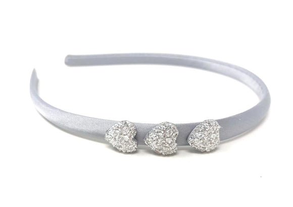 Silver Glitter Heart Headband