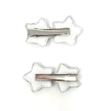 Silver Glitter Star Hair Clips - Set of 2