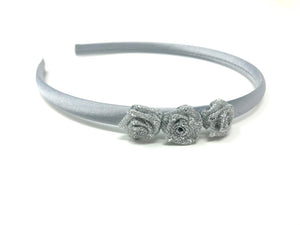 Silver Headband with Silver Flowers