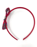 Tartan Side Knot Burgundy Bow Headband