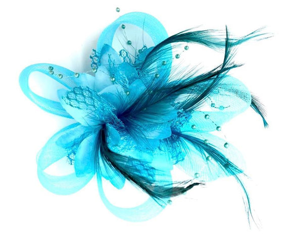 Turquoise Feather Fascinator