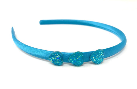 Turquoise Glitter Heart Headband