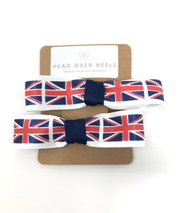 Union Jack Bow Hair Clip Set