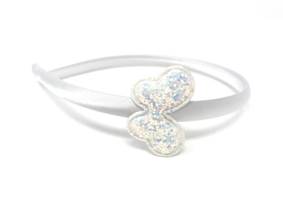 White Glitter Butterfly Headband