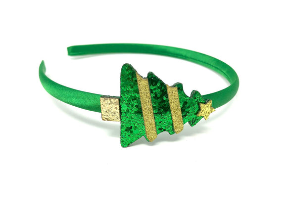 Green and Gold Christmas Tree Headband