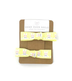 Yellow Bunny Rabbit Bow Hair Clip Set