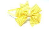 Yellow Gingham Pinwheel Side Bow Headband