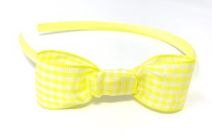 Yellow Gingham Side Knot Bow Headband