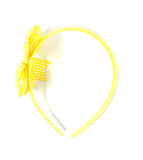 Yellow Gingham Pinwheel Side Bow Headband