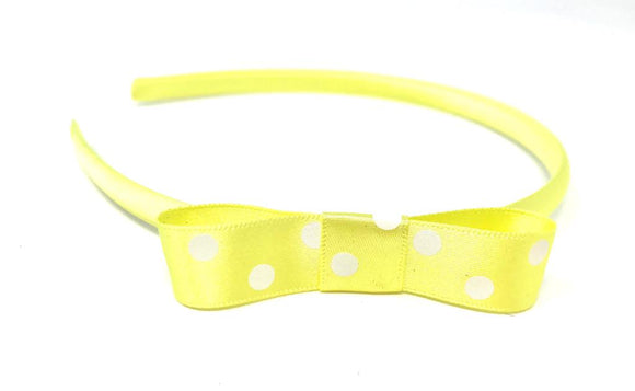 Yellow Polka Dot Side Bow Headband