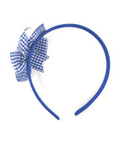 Royal Blue Gingham Pinwheel Side Bow Headband